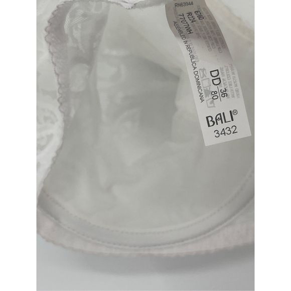 Bali Bra Lace Smooth Women 36 DD White Seamless Underwire New No Tags - Picture 9 of 10